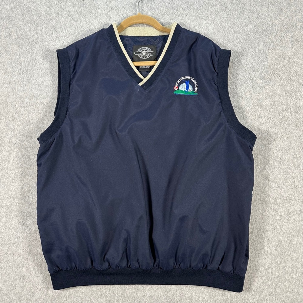 Vintage Charles River Lightpath Long Island Classic Golf Vest Mens L Navy